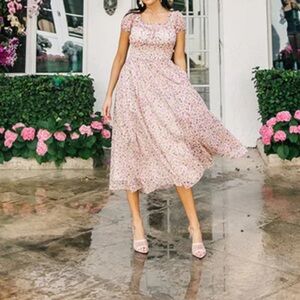 Chiffon Smocked Midi Dress